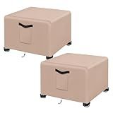 Kovshuiwe 2Pcs-32 L x 32" W x 20" H Outdoor Patio Ottoman Cover, Waterproof Patio Ottoman Cover, Heavy Duty Outdoor Furniture Cover with Padded Handles,Khaki