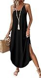 WIHOLL Maxi Black Dress Boho Summer Dresses for Women 2026 Beach Vacation Clothes Halter Dresses Cruise Vacation Outfits Long Hawaiian Dresses Elegant Classy Resort Wear S