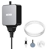 NICREW Nano Silent Aquarium Air Pump Black, Aquarium Aerator with Accessories for Up to 10 Gallon Fish Tank, Super Quiet, 0.3 L/min, 1.5 Watts