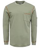 VATRENUS FR Shirts Crewneck 5.5oz Lightweight Flame Resistant 100% Cotton Men's Pre-Washed Fire Retardant Workwear