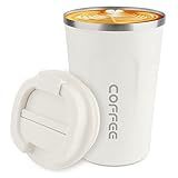 CS COSDDI 12 oz Stainless Steel Vacuum Insulated Tumbler - Coffee Travel Mug Spill Proof with Lid - Coffee Cup for Keep Hot/Ice Coffee,Tea and Beer (White)