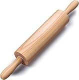 Wooden Rolling Pin 17.6 Inch with Rotating Ergonomic Handles – Classic Beech Wood Dough Roller for Baking Pizza, Pastry, Bread, and Cookies