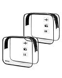 WANDF TSA Approved Toiletry Bag, 2 Packs Travel Clear Toiletry Bag, Quart Size Makeup Cosmetic Pouch with Zipper, Carry-On Airport Compliant Bag for Women and Men (2 pcs, Black)