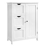 VASAGLE Floor Storage Cabinet, Freestanding Storage Unit with 3 Drawers, 1 Adjustable Shelf, for Bathroom Living Room Dining Kitchen, 11.8 x 23.6 x 31.5 Inches, White UBBC49WT