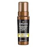 Jergens Natural Glow Instant Sun Body Mousse, Self Tanner for Ultra Deep Bronze Tan, Sunless Tanning Body Bronzer, Natural Looking Fake Tan, 6 Oz