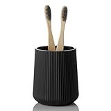 YAUKPH Black Striped Toothbrush Holder for Electric Toothbrushes Bathroom Organizer Cup for Toothpaste Kids & Adults