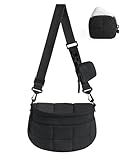 BAGSMART Small Crossbody Bags for Women, Puffer Cute Bum Bag with Pouch, Quilted Purse for Daily Travel College, Black