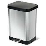 Glad Stainless Steel Trash Can with Clorox Odor Protection, 13 Gallon
