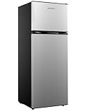 EUHOMY 7.4 Cu.Ft. Refrigerator with Freezer, 2 Door Fridge, Adjustable Thermostat，Large Capacity, Refrigerator for Kitchen/Dorm/Office/Apartment - Food Storage or Cooling drinks, Silver