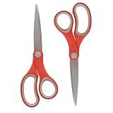 Westcott School Scissors for Kids Ages 12 and Up - Back to School Essentials and Classroom Supplies - 7-Inch Pointed Student Scissors - for Right- or Left-Handed Use - Red/Gray - 2 Pack