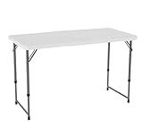 LIFETIME Fold-in-Half Adjustable Folding Table, 4 Foot