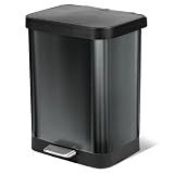 Glad Stainless Steel Trash Can with Clorox Odor Protection, 13 Gal, Pewter