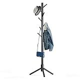 Hupmad Wooden Tree Coat Rack Stand,Sturdy Freestanding Coat Rack with 8 Hooks,3 Adjustable Height for Child Adult,Wood Coat Stand Tree Fits Entryway Bedroom Office for Bags,Hats