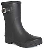 Chooka Women’s Waterproof Solid Mid-Height Rain Boot – Durable Rubber, Memory Foam Insole, Non-Slip Outsole, All-Weather Comfort, Black, 8