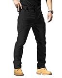 Men's Stretch Tactical Pants,Water Resistant Ripstop Cargo Pants, Lightweight Outdoor Work Hiking Pants with Multi Pockets (No Belt),Black