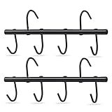 HDYEGY 2Pcs Tack Rack with Swivel Hooks,6 Hook Portable Bridle Hooks Tack Hangers for Stable Horse Tack Room Barn and Fence(Black)