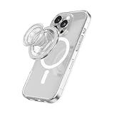 PopSockets Phone Grip for MagSafe, Secure Magnetic Phone Grip & Stand, Hands-Free Kickstand, Wireless Charging Compatible, Cute PopSockets - Clear Glitter
