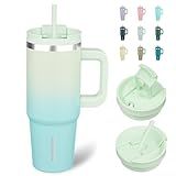 BJPKPK Insulated Tumblers With Handle And Straw 30 oz Stainless Steel Tumbler Cups With Lid,Mint