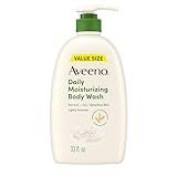Aveeno Daily Moisturizing Body Wash for Women and Men for Dry & Sensitive Skin, Paraben, Soap & Dye-Free, Gentle Shower Cleanser, Dermatologist Recommended Brand, Lightly Scented, 33 Fl Oz