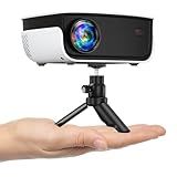 Mini Projector, NICPOW Portable Outdoor Movie Projector with Tripod, 1080P and 200" Supported Small Projector Compatible with TV Stick, Phone, PS5, HDMI, USB for Home, Bedroom, Gaming, Outdoor Use