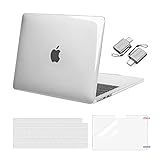 MOSISO Compatible with MacBook Air 13 inch Case 2025 2024 2023 2022 M4 A3240 M3 A3113 M2 A2681, Plastic Hard Shell&Keyboard Cover&Screen Film&Type C for MacBook Air 13.6 inch Case, Crystal Clear