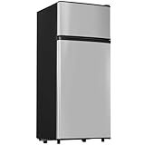 Manastin 4.5 Cu.Ft Mini Fridge with Freezer, Small Fridge with 2 Doors for Office, Kitchen, Dorm and Bedroom, Mini Refrigerator with Adjustable Shelves (Silver)