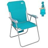 #WEJOY Folding Beach Chair for Adults, Lightweight Beach Chair with Shoulder Straps, High Back Camping Chairs with Hard Armrest, Supports 300lbs for Outdoor Lawn Concert (Cyan)