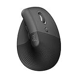 Logitech Lift Vertical Ergonomic Mouse, Wireless Bluetooth or USB Receiver, Quiet Clicks, 4 Buttons, Right Hand Wireless Mouse, Windows/macOS/iPadOS, Laptop, PC - Graphite