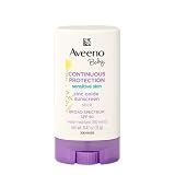 Aveeno Baby Continuous Protection Mineral Sunscreen Stick for Sensitive Skin with Broad Spectrum SPF 50 Protection for Face & Body, Naturally Sourced 100% Zinc Oxide, Travel Size, 0.47 oz