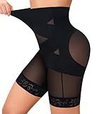 Nebility Tummy Control Shapewear Shorts High Waisted Body Shaper Butt Lifting Panties Thigh Slimmer Girdle Black
