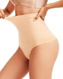 Ecogoose Seamless High Waisted Tummy Control Shapewear Thong Nude