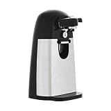 Amazon Basics 3-In-1 Electric Can Opener, Bottle Opener and Knife Sharpener with Stainless Steel Blade, Magnetic Lid Holder, Safe, Easy to Use, Powerful, Sleek Design, 50W, Black