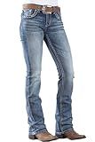 PEIHOT Mid Rise Bootcut Jeans for Women Trendy Cowgirl Stretchy Staight Leg Denim Pants Western Outfits Blue