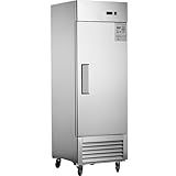27" Commercial Freezer, 19 Cu.Ft Upright Freezer with 1 Solid Door, -8℉ ~ -2℉, Reach-in Freezer, Stainless Steel Interior and Exterior Construction, Fan Cooling Freezer, ETL and DOE