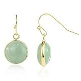 Green Earrings for Women – Dainty Gold Dangle – Real Jade -Sage - Light – Pale – Dark - Green Stone – Rose Quartz Pink Crystal Genuine – Natural Gemstone - Dainty -Short -Drop and Dangle – Lightweight - Unique Anniversary Birthday Gifts for Wife – Teacher Appreciation Gift