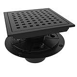 WEBANG 6 Inch Square Shower Floor Drain with Flange,Quadrato Pattern Grate Removable,Food-Grade SUS 304 Stainless Steel,Watermark&CUPC Certified,Matte Black