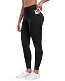 CHRLEISURE Leggings with Pockets for Women - Tummy Control High Waisted Soft Workout Yoga Pants（Black,L）