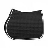 TGW RIDING Premium English Horse Saddle Pad, Quilted Square Design, Available in Pink, Mint Green and Red etc, All-Purpose with Girth Straps (Black)