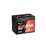 12V 100Ah Lifepo4 Battery, Bci Group 24, Built-in 100A Smart BMS, 4500 to 15000 Deep Cycle Grade A Cells Lithium Battery for Rv, Trolling Motor, Marine, Home Energy Storage, Solar Panel System