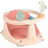 Baby Bath Seat for Babies 6 Months & Up - Bathtub Seats for Babies Sitting Up with Rinse Cup, Non-Slip, Comfortable, Infant Bath Essentials, Pink