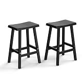 PatioZen Bar Stools, 24", Black, Set of 2