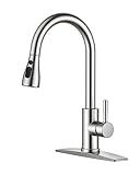 FORIOUS Kitchen Faucets with Pull Down Sprayer, Brushed Nickel, High Arc Single Handle Classic Stainless Steel Sink Faucet 1 or 3 Hole, Suitable for Farmhouse Camper Laundry Rv Bar