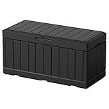 Greesum 82 Gallon Resin Deck Box All Weather Large Outdoor Storage for Patio Furniture, Toys, Garden Tools, Lockable, Black