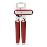 KitchenAid Classic Multifunction Can Opener and Bottle Opener Easy to Use, Razor Sharp Stainless Steel Cutting Wheel, Soft Ergonomic Handles, Empire Red