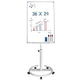 Mobile Whiteboard – 36 x 24 inches Portable Magnetic Dry Erase Board, 3' x 2' Stand Easel White Board Dry Erase Easel Standing Board with Flipchart Hooks