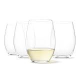 Amazon Basics Stemless White Wine Glasses, 14 oz., Dishwasher-Safe, 4-Piece Set