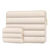 MOSISO 13-14 inch Laptop Case, 13.3 inch Puffy Laptop Sleeve Compatible with MacBook Air 13 13.6 M3 M2 M1/Pro 13/Pro 14, HP, Dell, ASUS, Lenovo, Polyester Horizontal Bag with Small Case, Sand