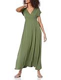 Amazon Essentials Women's Waisted Maxi Dress (Available in Plus Size), Light Olive, Medium