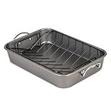 Glad Roasting Pan Nonstick 11x15 - Heavy Duty Metal Bakeware Dish with Rack - Large Oven Roaster Tray for Baking Turkey, Chicken, and Veggies