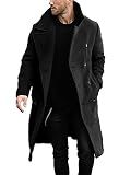 Makkrom Mens Double Breasted Trench Coat Business Casual Winter Overcoats